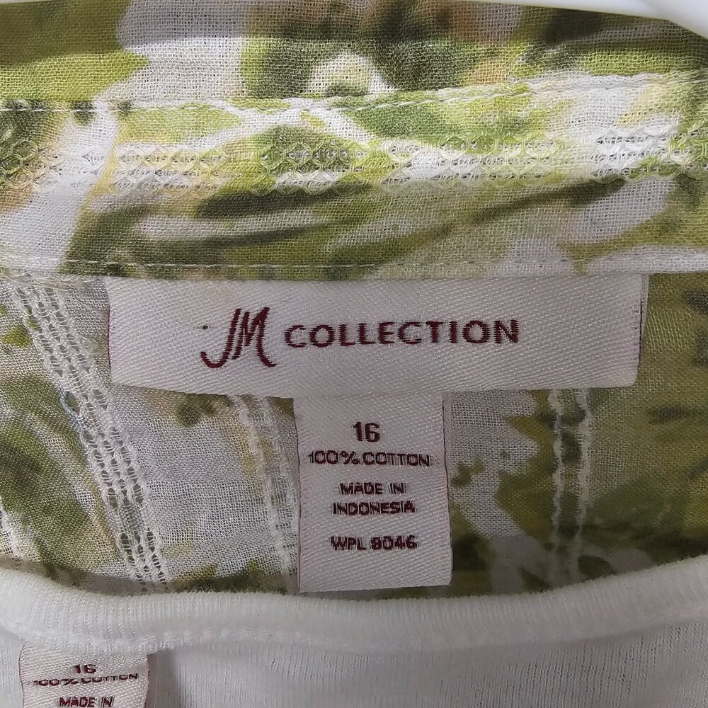 JM Collection Blouse Tank Combo Green Floral Boho Cottage Casual 16 NWT - Picture 6 of 10